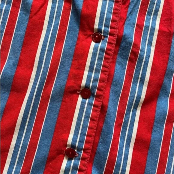 Vintage Top, Blue, White & Red Striped Button Down Tank, Size Small - Picture 2 of 3